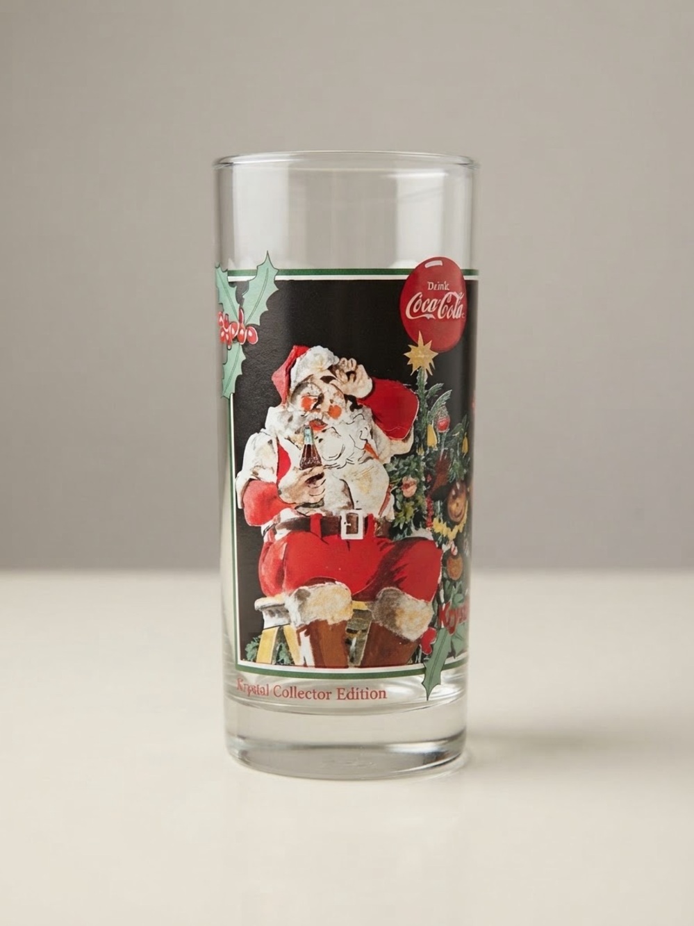 Coca-Cola 1995 Krystal Collector Edition Santa Drinking Glass Tumbler